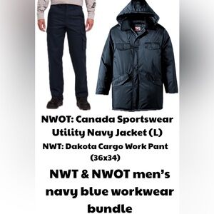 Navy Work Bundle with pants and Jacket for Men Large and 36x34 NWT and NWOT